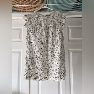Old Navy White & Black Cheetah Smocked Top- Size M